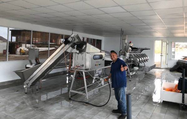 Man operating a Vision grader machine